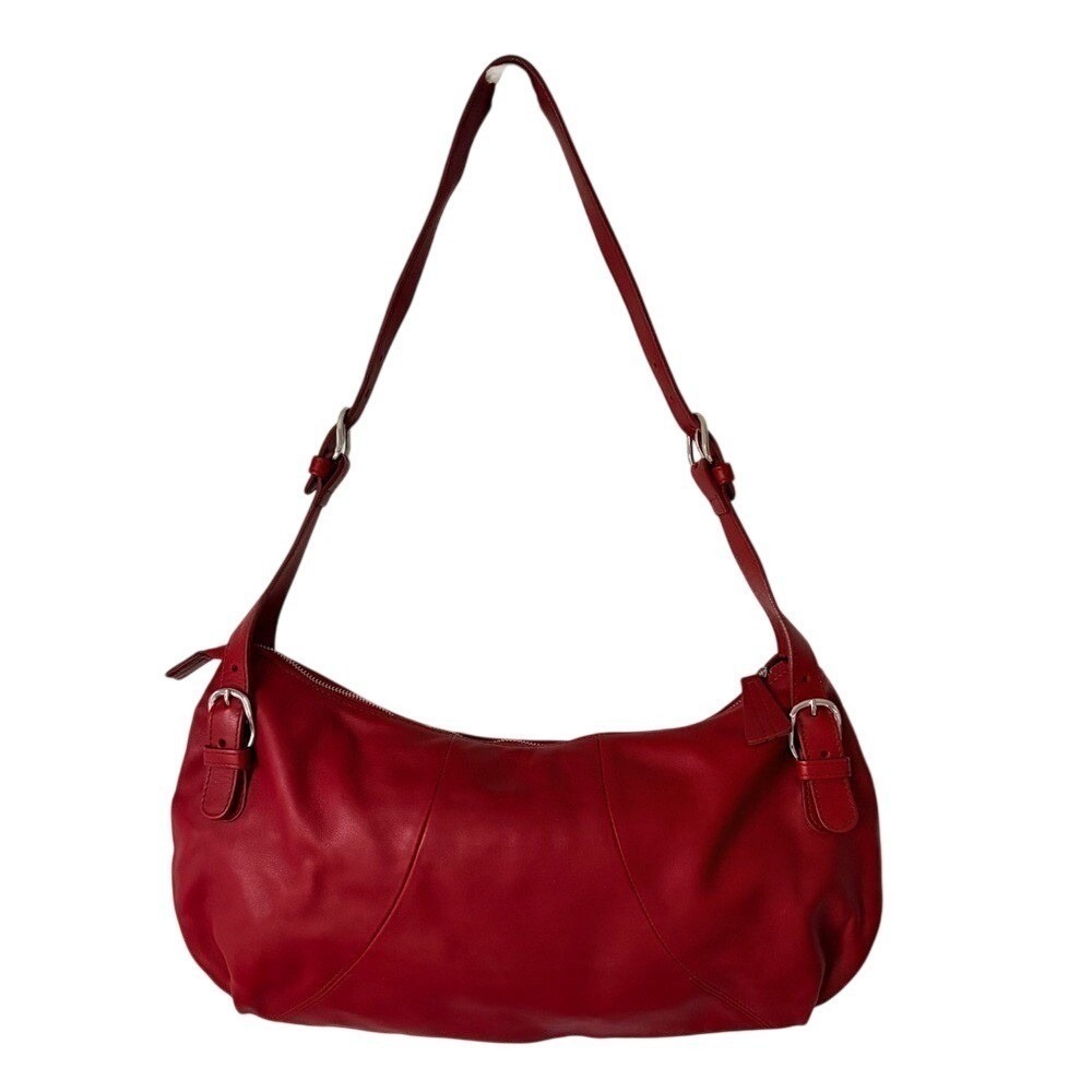 Bosca Leather Hobo‎ Bag Medium Red Good